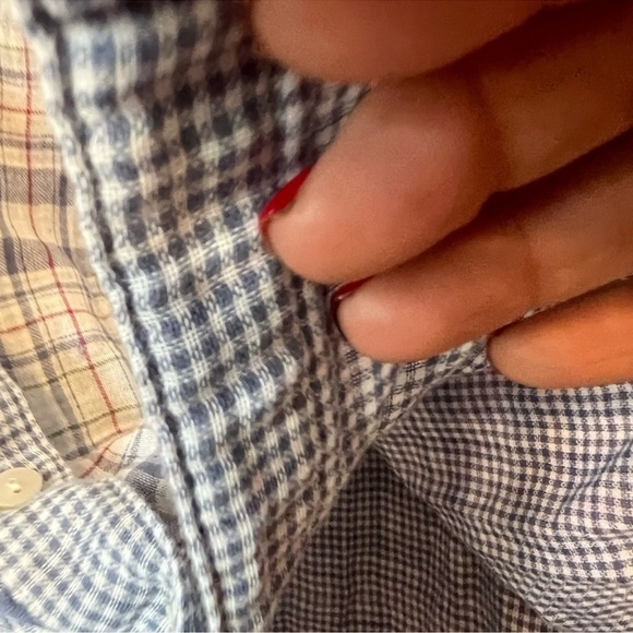 Large petite J. Jill Blue Plaid Button Front Soft Gauze
Long Sleeves - Picture 9 of 16